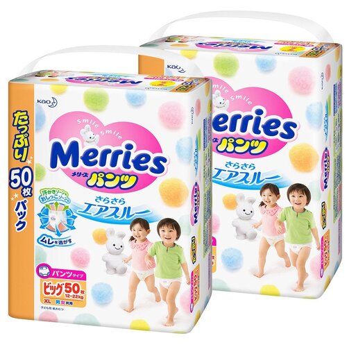 Merries трусики XL, 12-22 кг, 50 шт., 2 уп.