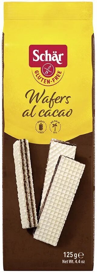 Вафли "Wafers al cacao" с какао 125 г Dr. Schar, 1 шт