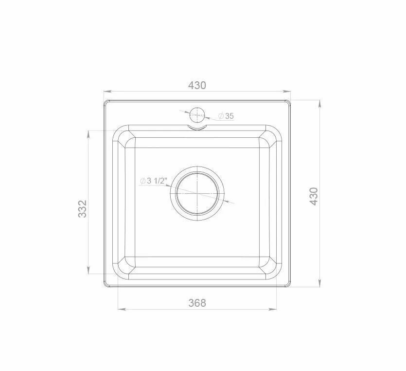 Мойка кухонная каменная GRANFEST SMART квадратная GF-SM430, 430х430 мм, цвет белый/Раковина для кухни - фотография № 2