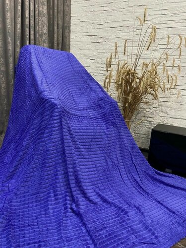 Изображение товара Плед покрывало Кубик велсофт флисовый мягкий теплый на кровать, диван накидка евро размер 200х220 , темно-бежевый