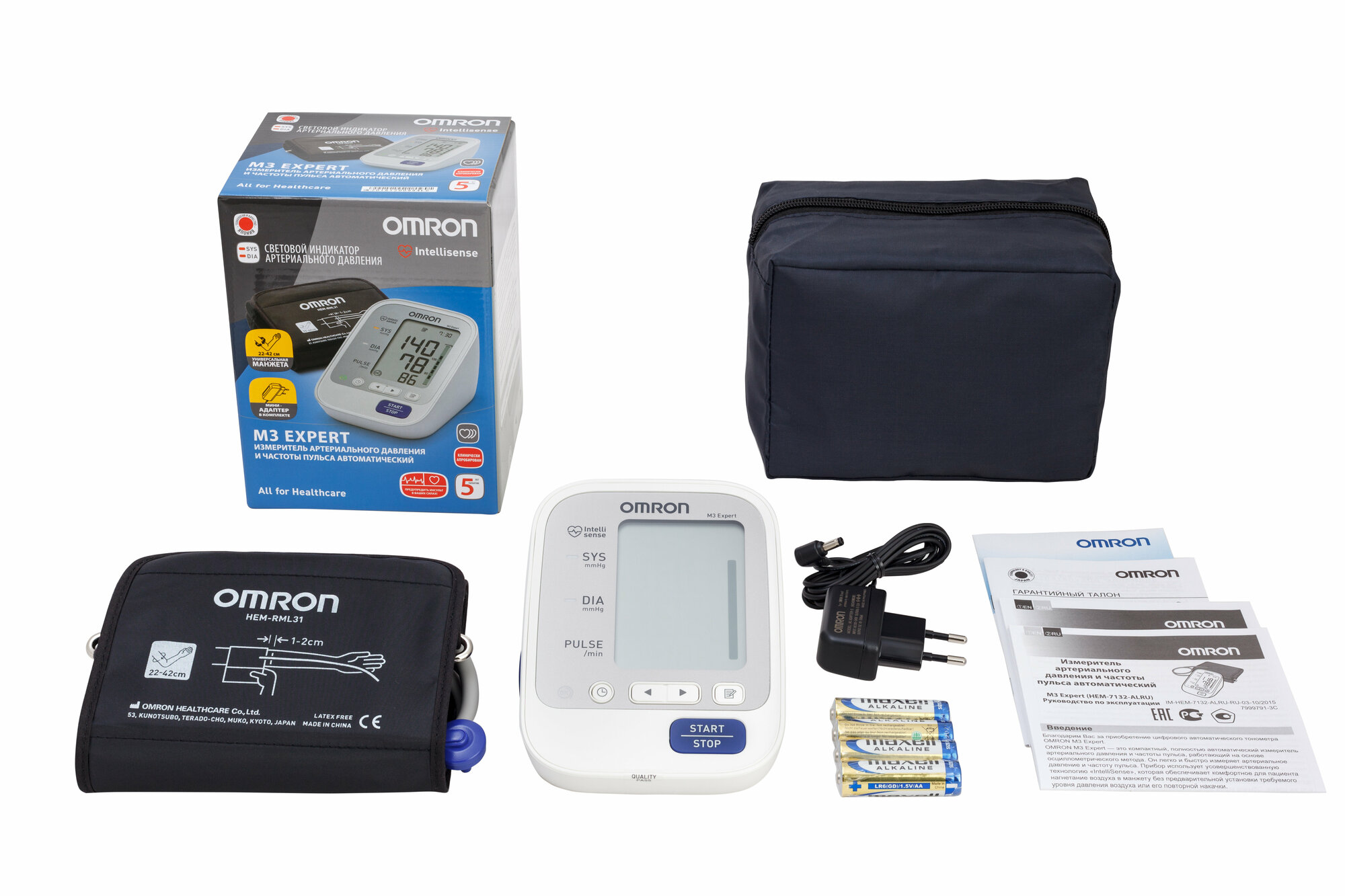 Изображение Тонометр OMRON М3 Expert с адаптером и универсальной манжетой