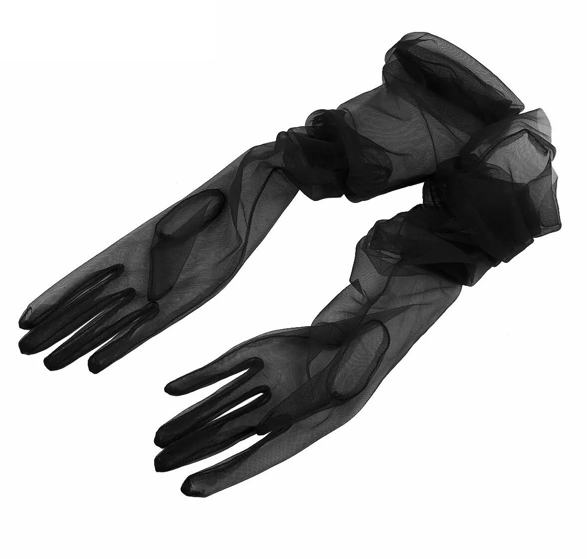 фото Перчатки свадебные белые 70см / Перчатки органза / Перчатки сетка / Перчатки ажурные