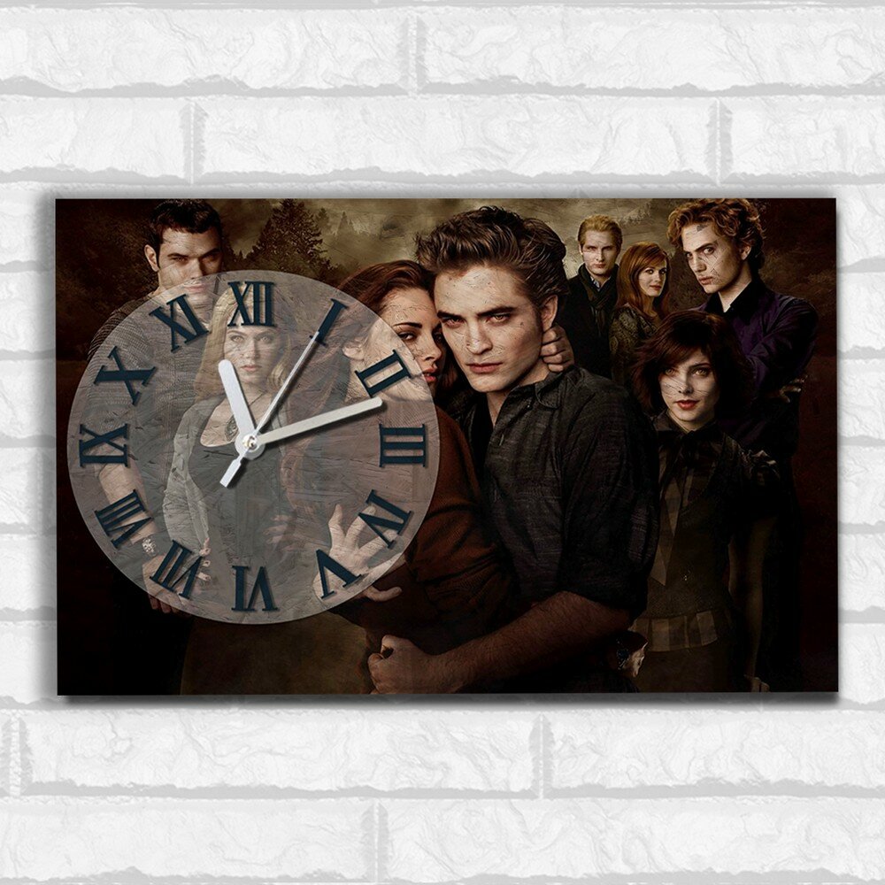 Настенные бесшумные часы ОСБ со смещенным циферблатом Сумерки ( Сага, Белла, Эдвард, Вампиры, Оборотни) - 2510