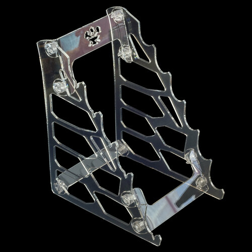 Стойка для коллекционных ножей прозрачная. 6 слотов с пазами для ножен.