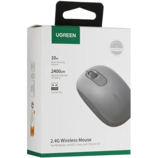 Мышь UGreen MU105, беспроводная, 2.4G, серая — фото 1