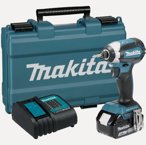 Изображение товара Акумуляторный ударный шуруповерт Makita, 18 В, 170 Нм, 3400 об/мин, 3600 уд/мин, c АКБ 3 Ач, ЗУ, в кейсе, DTD153SF