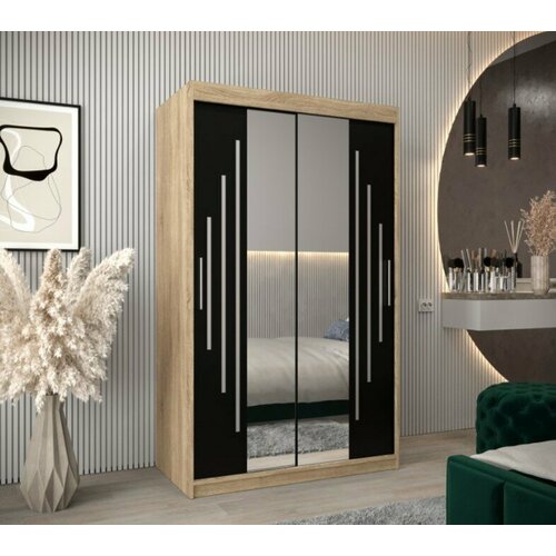Шкаф-купе МебельЛэнд24 Валмиера NEW - 4 Дуб Сонома Черный 130x40x190 26790₽