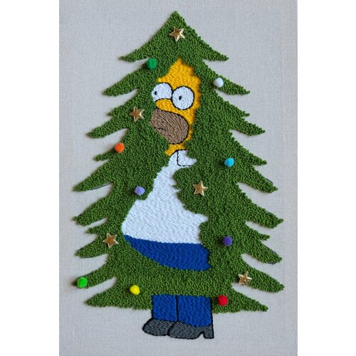 Набор для творчества, набор для вышивания в ковровой технике 40х60см. Гомер в Ёлке