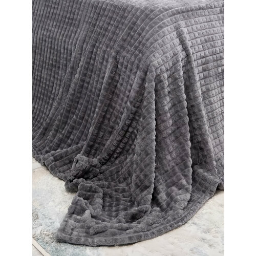 Плед Gala Евро велсофт двухсторонний тёмно-серый плотность 200гм 200 x 220 см 1504₽