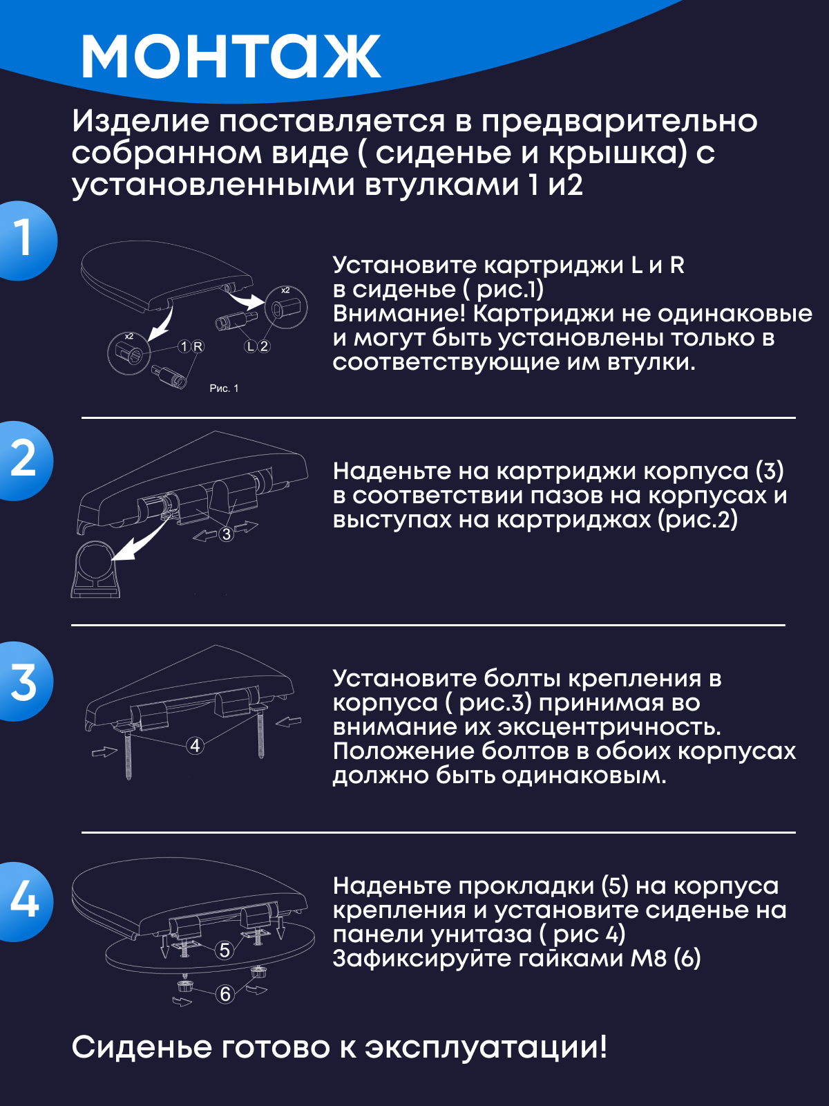 Сиденье для унитаза с микролифтом. Термопласт. Белое универсальное сиденье для унитаза TP. PH. SC.002 — фото 1