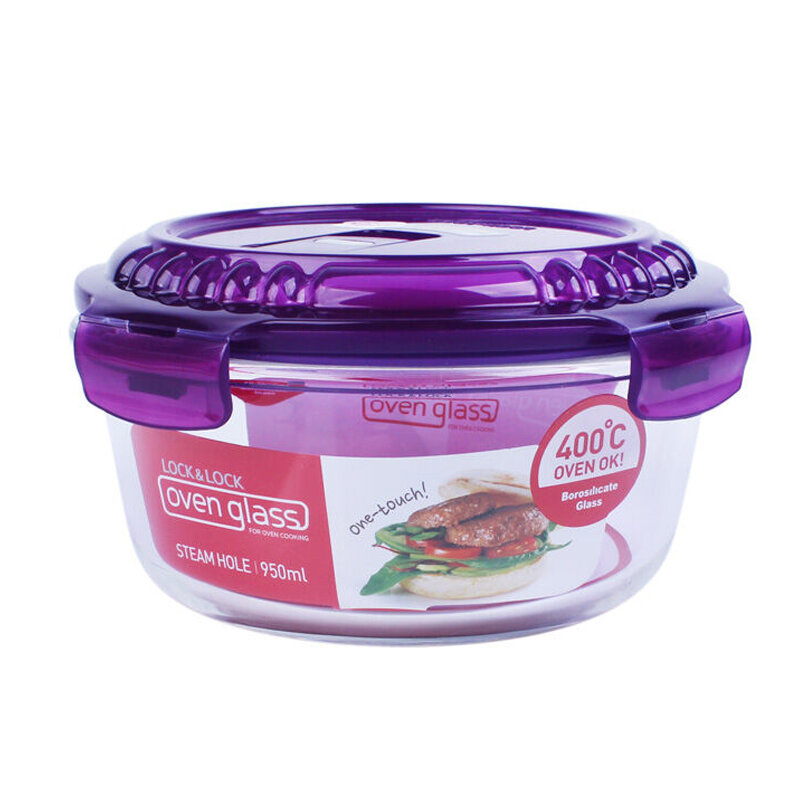 Lock & Lock Breathable Heat-Resistant Glass Food Storage Container Microwave-Safe Lunch Box Sealed Bento Box Meal Container Ramen Bowl 950ML
