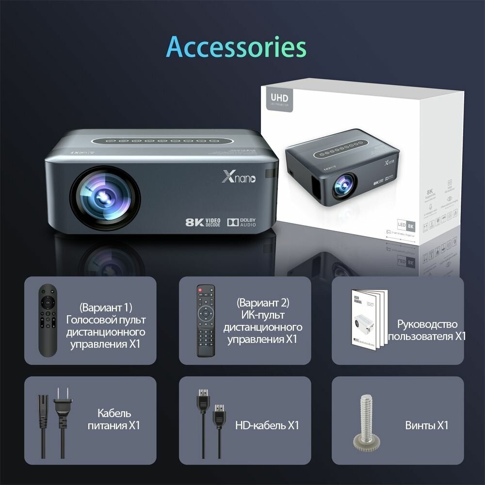 Проектор Zhenhuo X1, для домашнего кинотеатра, Android, Bluetooth, Wi-Fi
