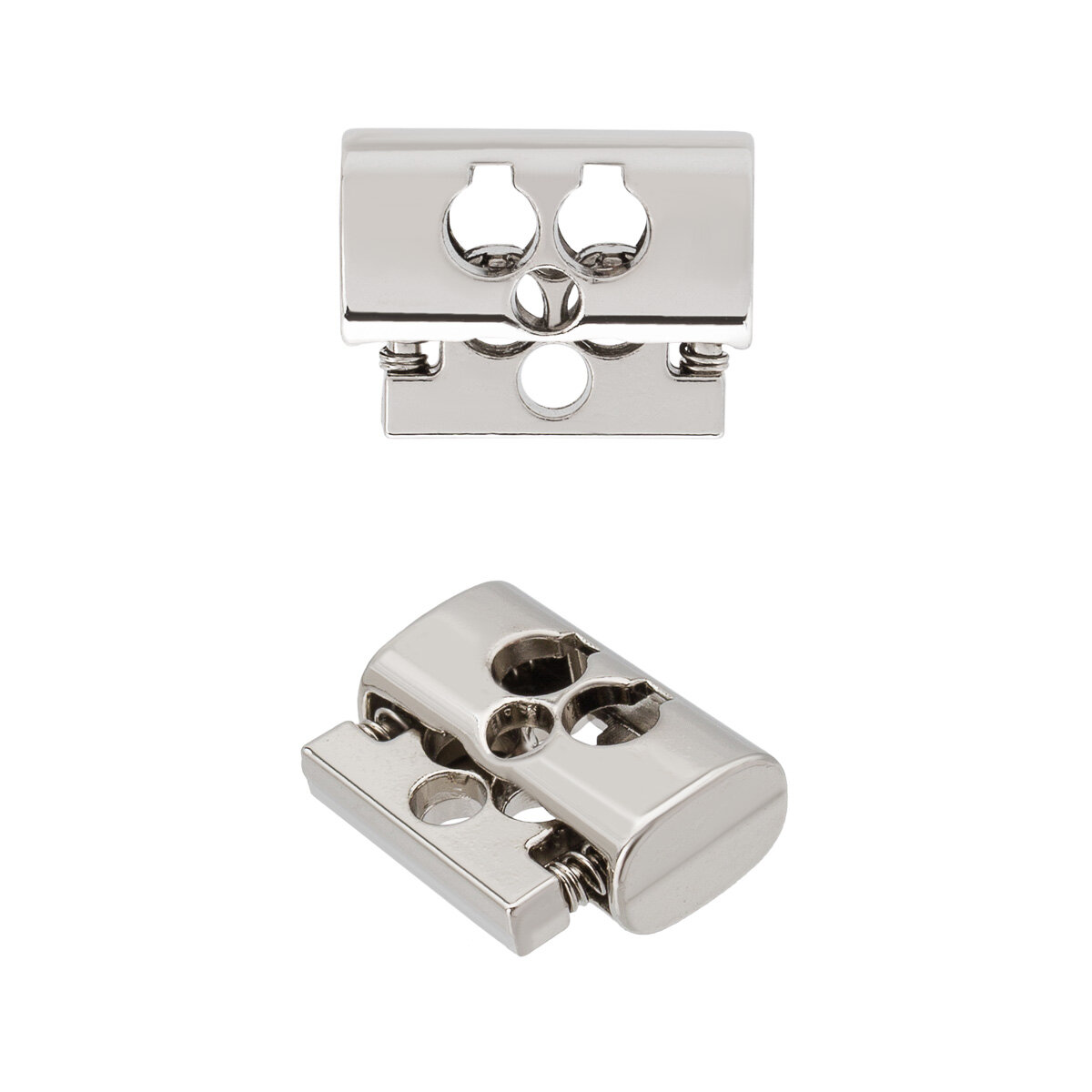 Фиксаторы для шнурков металлические три отверстия 4 мм размер 188 х 14 мм цвет никель 10 штук