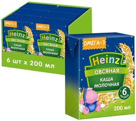 Каша Heinz молочная овсяная с Омега 3, с 6 месяцев, 200 мл, 6 уп.