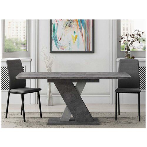 Стол кухонный раздвижной, стол длинный обеденный серый