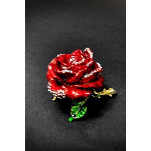 Металлическая шкатулка со стразами - Роза большая