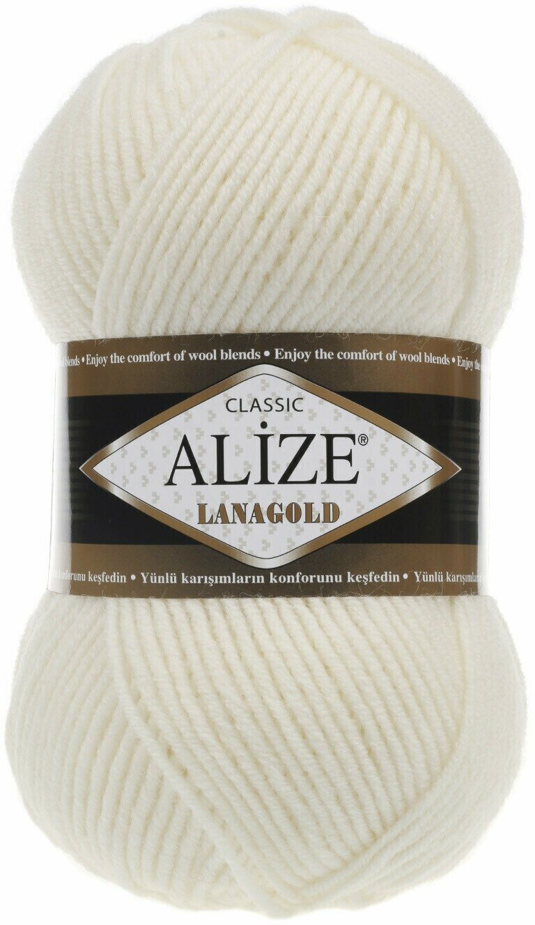 Пряжа Alize Lanagold молочный (62), 51%акрил/49%шерсть, 240м, 100г, 2шт