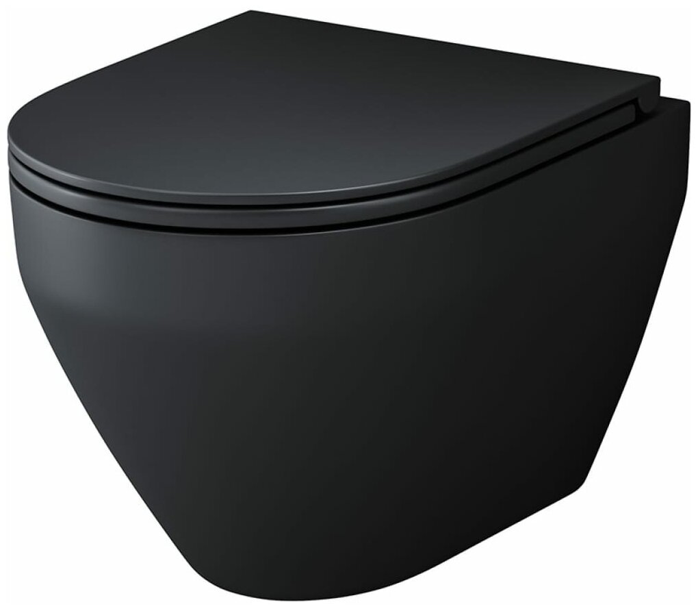 Унитаз подвесной безободковый AM.PM Spirit V2.0 C701700MBSC черный, быстросъемное сиденье
