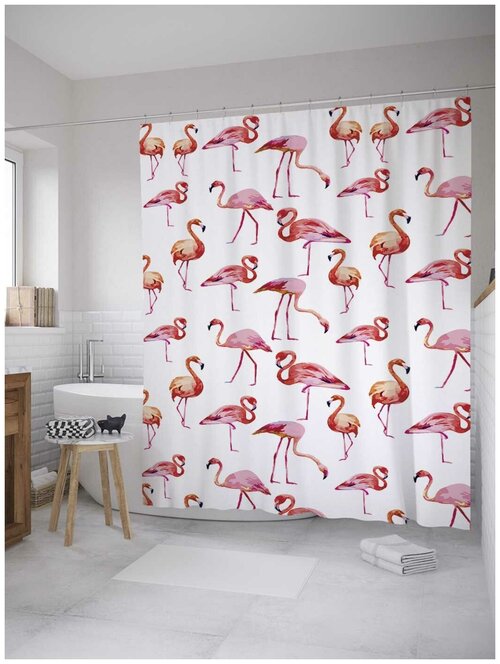 Штора для ванной JoyArty Игры фламинго 180х200 (sc-8075)180х200 см