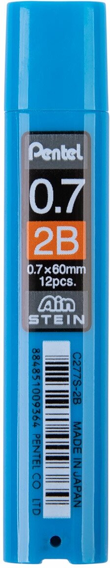 Грифели 12 шт. для карандашей автоматических "Pentel" Ain Stein 0.7 мм в тубе C277S-2B 2B