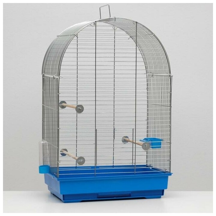 Клетка для птиц"Пижон" 101, цвет хром , укомплектованная, 41 х 30 х 65 см, синяя Пижон 5076206 . - фотография № 1