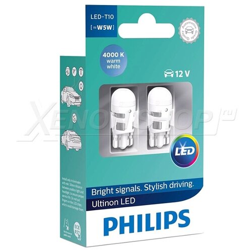 фото Светодиодные лампы philips ultinon led w5w (t10) 4000k