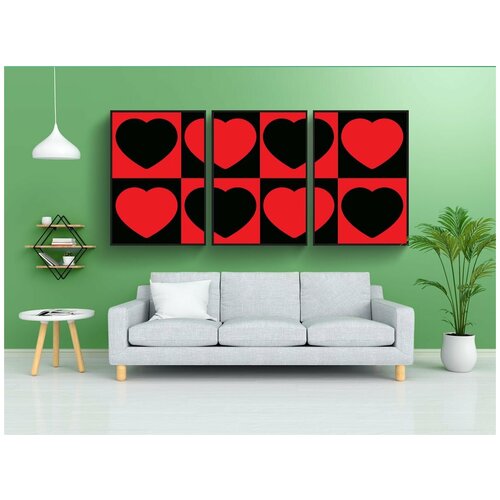 фото Набор модулных постеров для интерьера "смелый, сердце, красный" 60x90 см. в тубусе, без рамки lotsprints