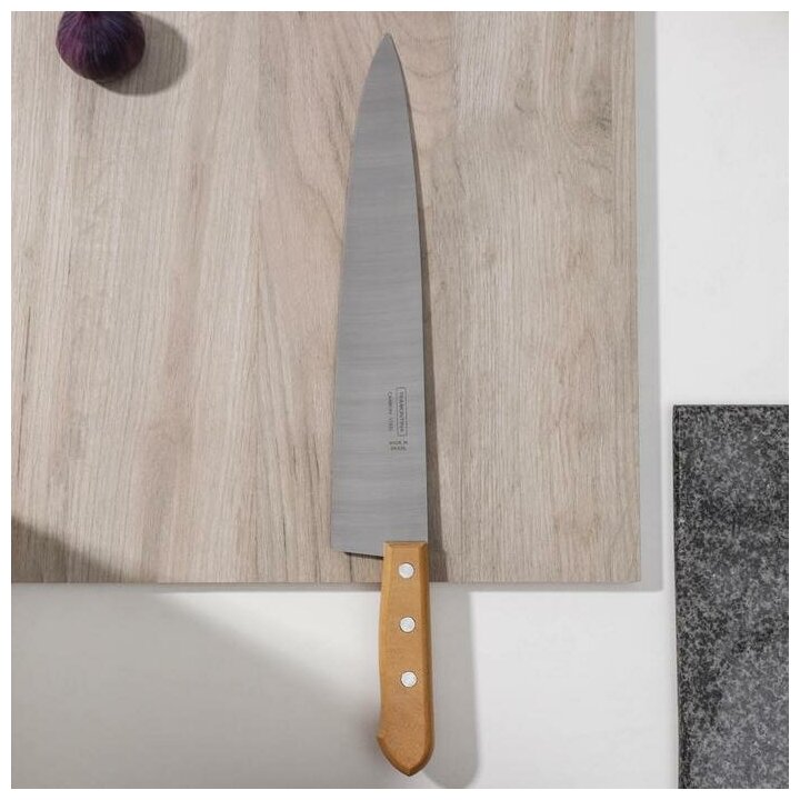 Tramontina Нож кухонный Carbon поварской, лезвие 30 см, с деревянной ручкой