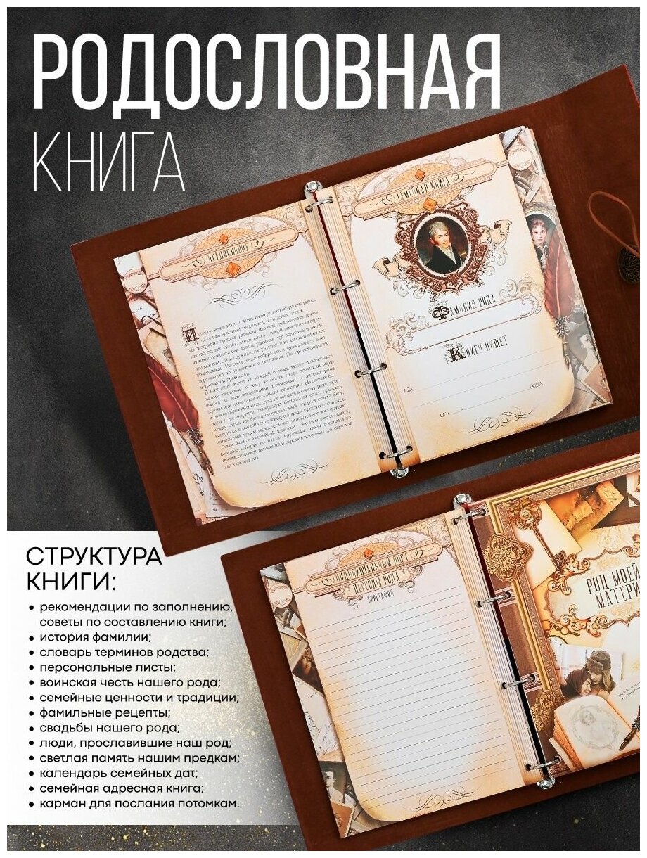 Родословная книга "Наш род" с пером, коричн, 35 х 25 см