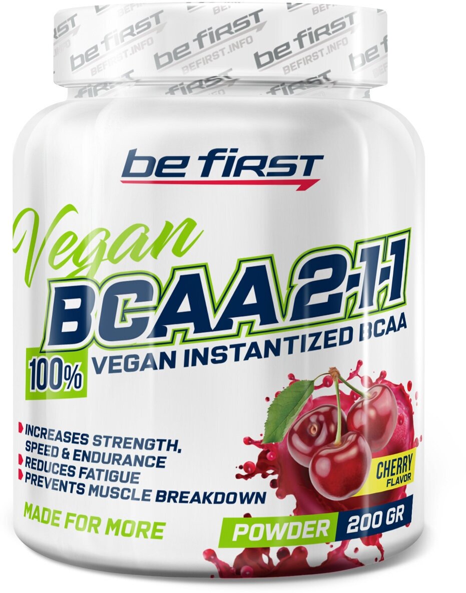 БЦАА в порошке Be First BCAA 2:1:1 VEGAN instantized powder 200 гр (Вишня)