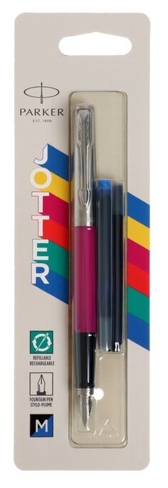 Ручка перьевая Parker JOTTER ORIGINALS MAGENTA,1.0мм,+ 2 стержня (син и чер) блистер 2096860 9372674