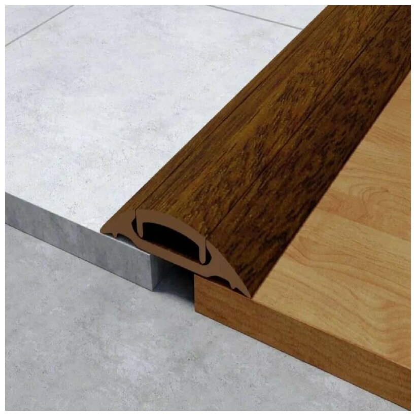 Порог 291 ОРХ Орех с монтажным каналом ПВХ Идеал ПМК36-09