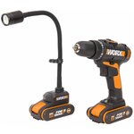 Набор WORX WX977: дрель-шуруповерт WX101.9 и настольный фонарь WX028.9 - изображение