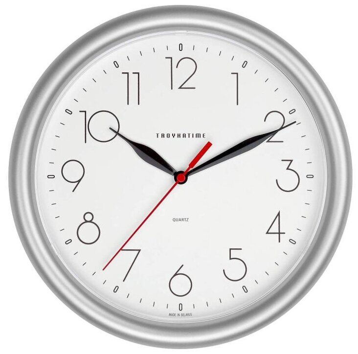 Часы настенные Troyka, диаметр 24.5см, кольцо пластик - серебрист. 21270212 1614316