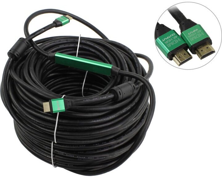 Greenconnect (gcr-51019) Кабель активный Hdmi to Hdmi (19m -19m) 40м ver2.0 2 фильтра