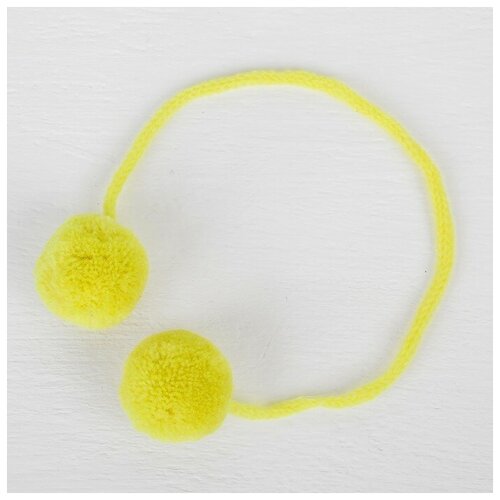 фото Декоративный элемент на верёвочке 2 шарика, d= 3 см, набор 4 шт., цвет жёлтый qwen