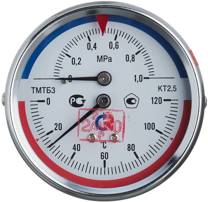 Термоманометр осевой ТМТБ-31Т.1 0.120С 0.1 МРа 1/2' кл.2.5 00000002292 росма