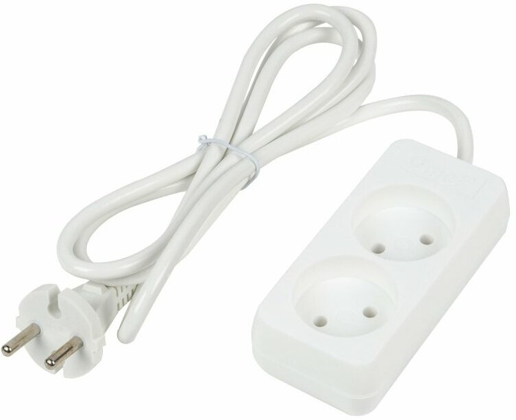 фото Удлинитель UNIEL S-CU2-1,5 WHITE серии Ultra, шнур 1,5м, 2 гнезда, 10A, б/з