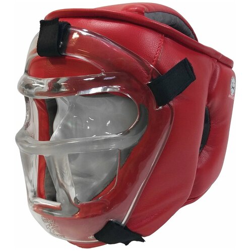 фото Шлем с пластиковой маской для единоборств кристалл-11 красный, всестиливое карате - ray-sport - красный - s рэй-спорт