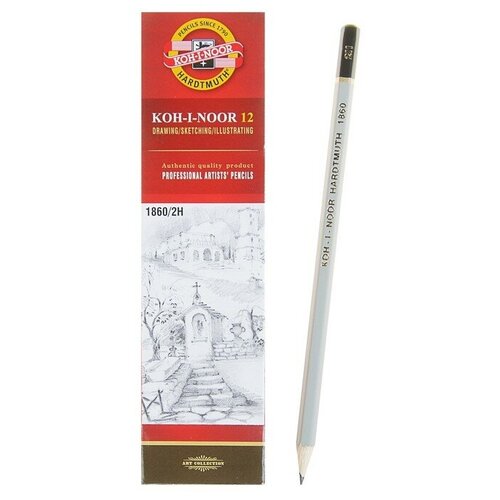 Карандаш чернографитный 2.0 мм, Koh-I-Noor Gold Star 1860 2H, L=175 мм