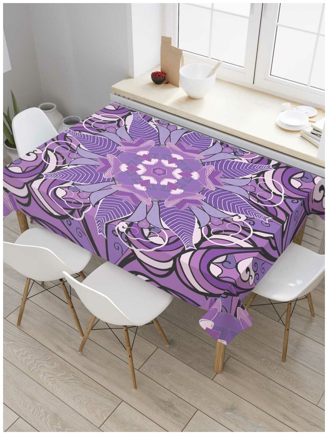 Скатерть прямоугольная JoyArty на кухонный стол "Цветок страсти" из оксфорда, 120x145 см