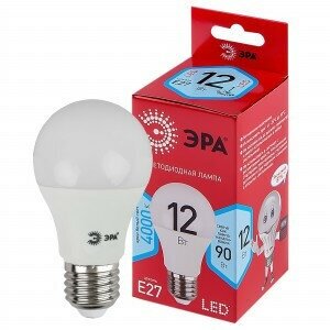 Светодиодная LED лампа ЭРА ECO ЛОН A60 E27 12W(960lm) 4000K 4K R 140х60 A60-12W-840-E27 0518 (упаковка 10 штук)