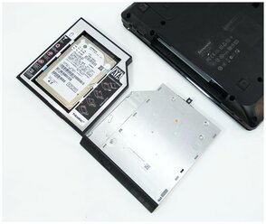 Салазки(переходник) в ноутбук для дополнительного жесткого диска (SSD/HDD) 12.7 мм в отсек вместо штатного CD/DVD SATA 12.7mm optibay с комплектом винтов, отверткой и заглушкой.