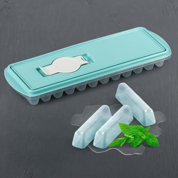 IDEA Форма для льда «Палочки», с крышкой и клапаном, цвет аквамарин