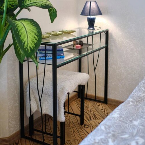 Столик 1121-CB clear черный муар AllConsoles 100x35x80