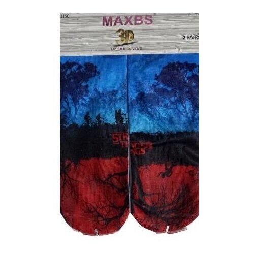 Носки MAXBS бургеры, 2 пары, размер универсальный, голубой, красный