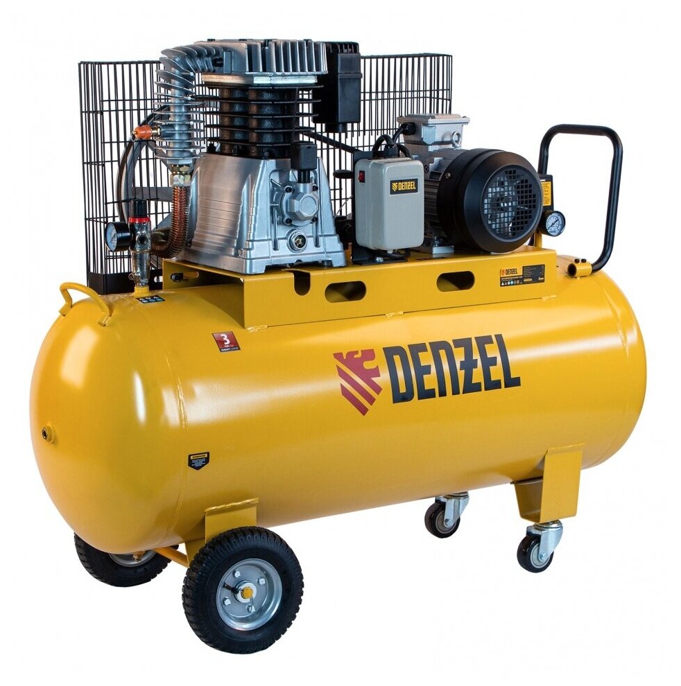 Компрессор воздушный, ременный привод BCI4000-T/200, 4.0 кВт, 200 литров, 690 л/мин Denzel 58124