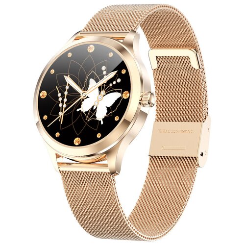 фото Смарт часы фитнес браслет, умные часы женские наручные kingwear lw07, смарт часы женские с давлением, пульсометром, шагомером, счетчиком калорий, smart watch круглые золотые водонепроницаемые