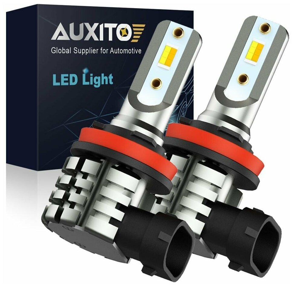 Светодиодная лампа AUXITO L3 H8 цоколь PGJ19-1 55Вт 2шт два режима работы 3000К желтый/6000К белый LED автомобильная