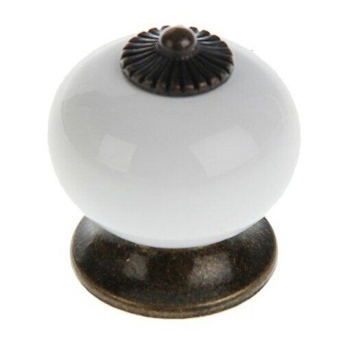 Тундра Ручка кнопка Ceramics 003, керамическая, белая